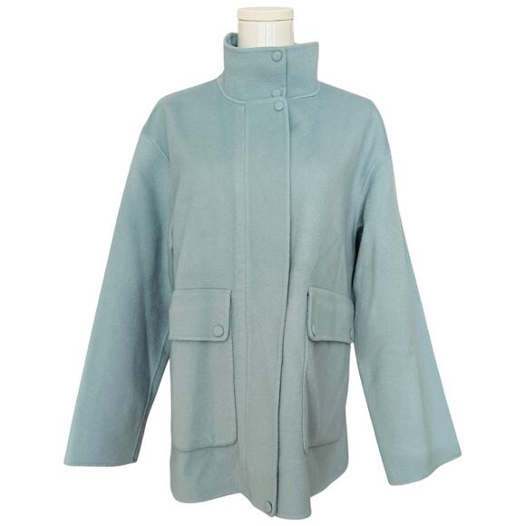 Theory Wool And Cashmere Utility Outwear Coat in Eggshell Blue Size S - Picture 5 of 11